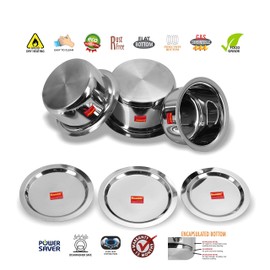 Sumeet 3 Pcs Stainless Steel Induction Bottom (Encapsulated Bottom) Induction & Gas Stove Friendly Container Set/Tope / Cookware Set With Lids Size No.12 to No.14 (1.7 Ltr to 2.8 Ltr)