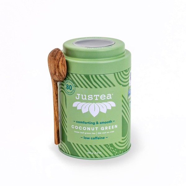 JusTea COCONUT GREEN | Loose Leaf Green Tea | Tin