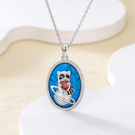 MEIDERBO Raccoon Necklace for Women 925 Sterling Silver Turquoise Pendant Jewelry Racoon Gift for Birthday Christmas