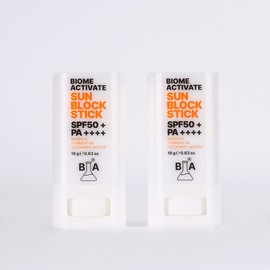 BiomeActivate [Ba liquid] [2 bundles] Sunblock stick [18g] Soft feeling, non-greasy sun stick Vitamin E Tocopherol BISABOLOL Wrinkle whitening UV protection triple functional sunscreen / [바액] [2개묶음] 선블록 스틱 [18g] 보송한 사용감 번들거림없는 선스틱 비타민E 토코페롤 BISABOLOL 주름 