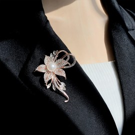 Flower Band Brooch, Vintage Elegant Unique Crystal Brooch, Fashion Rhinestone Brooch, Pin Badge, Accessories Jewellery Gifts, Rhinestone Kno, Metal