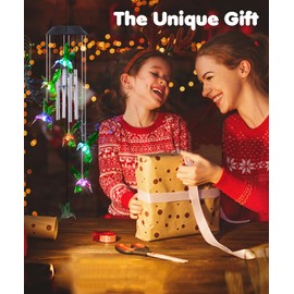 Qeeman Solar Wind Chimes for Outside: Garden Decor Yard House Patio Outdoor Decorations Memorial -Christmas Housewarming Birthday Gifts for Mom Women Grandma Wife Sister