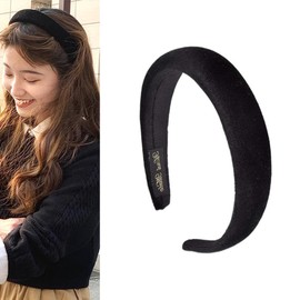 Black Fashion Headband Thin Wide Headband for Women Non Slip Padded Headband for Women Padded Wide Headbands for Women Puffy Head Band for Skincare Makeup Hair Accessories for Girls Sponge Headband