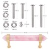 mookaitedecor Pack of 2 Brushed Brass with Rose Quartz Double