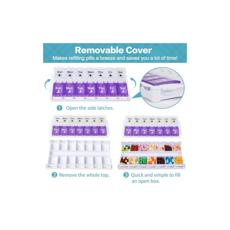 Shintop Am Pm Pill Organizer 7 Day, Push Button Weekly