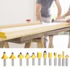 12 Pcs Router Bit Yellow Carbide Cemented Woodworking Milling Cutter