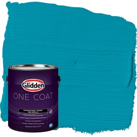 Glidden Exterior Paint + Primer: Teal/Aqua Exterior Paint /Mediterranean Blue, One Coat, Flat, 1 Gallon