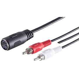1aTTack.de 5x 0.2m 5-pin DIN socket to 2 RCA plugs stereo + ground audio adapter cable perfect for HiFi music systems studio equipment