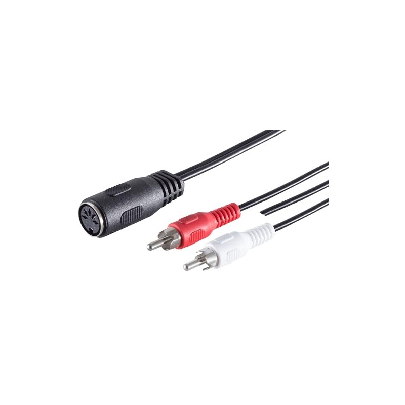 1aTTack.de 5x 0.2m 5-pin DIN socket to 2 RCA plugs