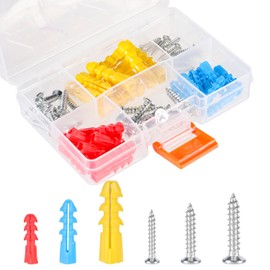 Arcjunys 60 Pcs Drywall Anchors and Screws Kit Drywall Anchor Wall Anchors for Drywall Self Drilling Drywall Anchors Kit Dry Wall Anchors for Wall Hanging and Mounting Blue/Red/Yellow
