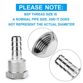 ERGAOBOY Pack of 2 Hose Fittings, 12 mm Barb to 1/2 Inch BSP Female Thread, Hose Fitting Made of 304 Stainless Steel for Fuel/Air/Water/Oil