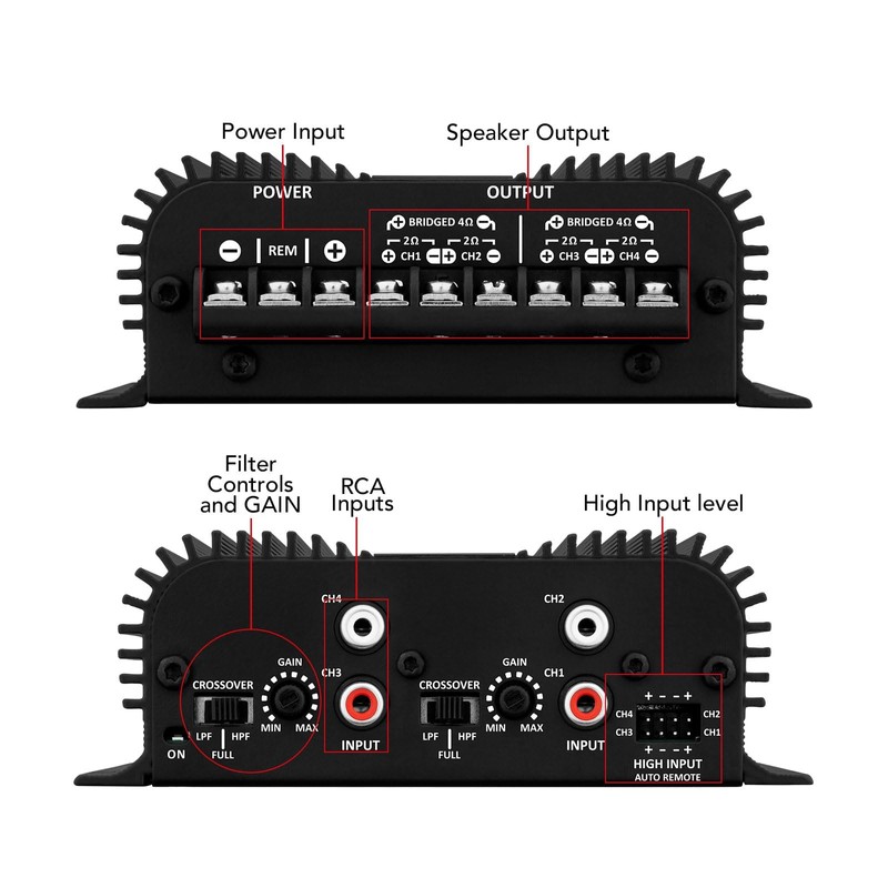 Taramps TS 400x4 Black Car Audio Amplifier - 400W RMS