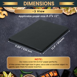 AMGSH 4 View 5 Pack Menu Holder Menu Covers 8.5" x 11" | Certification Holder Diploma Holder Black Leather Menu Sleeves Book Style for Restaurant Coffee Bars Wine List Fit for Letter Size Paper