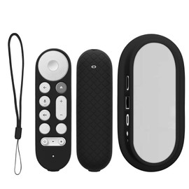 kwmobile Remote Cover Set Compatible with Google TV Streamer 4K - Remote and Device Case 2 Piece Set - Black