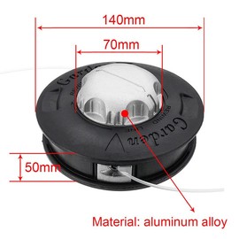 Cabezal de corte de hierba universal de 2 líneas de aluminio, Cabezal de corte de repuesto para desbrozadora/cortadora de césped, Accesorios para cortacésped para césped, jardín (Negro)