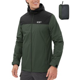 Pioneer Camp Men's Rain Jacket Waterproof with Hood Lightweight Packable Raincoat Rain Shell for Outdoor Hiking Travel