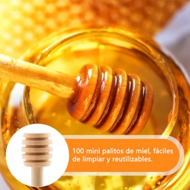 100pcs/Set hogar de Madera portátil Mini Mermelada Miel Tarro dispensador de Recogida de Varilla agitadora Stick dispensar llovizna Miel, 8CM