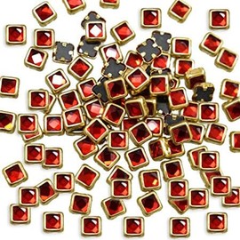 Embroidery Point Kundan Stones Beads Flat Back Glue On Rhinestones for Jewellery Making Kit 500 Pcs Square Shape for Multi-Purpose Craft Work (Red)