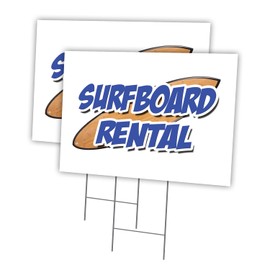 Surfboards Rental 2 Pack of 18" x 24" Yard Sign & Stake | Advertise Your Business | Stake Included Image On Front Only | Made in The USA