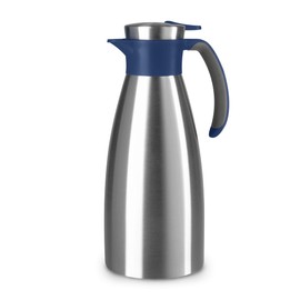 Emsa Soft Grip Insulated Jug, 1.5 Litres, Stainless Steel, 12 Hours Hot + 24 Hours Cold, Leak-Proof, Non-Slip Handle, Blue N4120400
