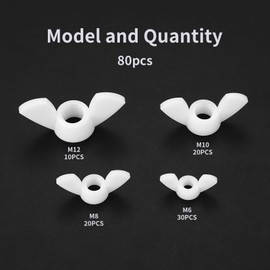 80 Pcs Wing Nuts Assortment Kit, Stainless Steel Wingnuts, Butterfly Nuts Wing Nut Sets for DIY Tools, Electronic Devices Hardware,M6/M8/M10/M12(80 Nylon)