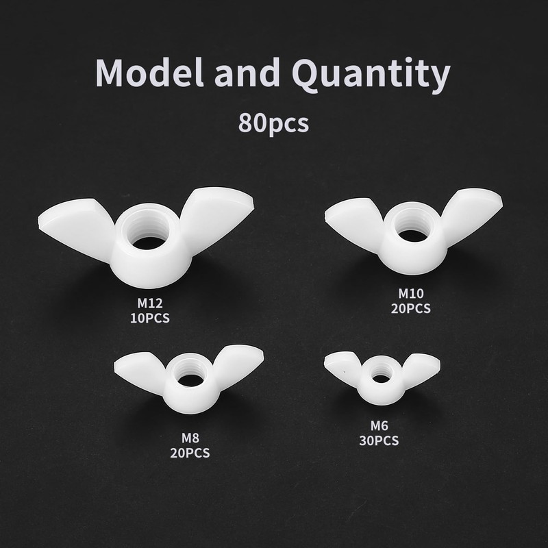 80 Pcs Wing Nuts Assortment Kit, Stainless Steel Wingnuts, Butterfly