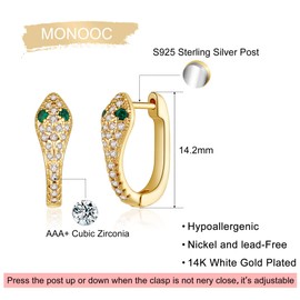 Dainty Huggie Hoop Earrings for Women, S925 Sterling Silver Post 14K Gold Plated Evil Eye Lightning Butterfly Snake Small Dangle Hoop Huggie Earrings Minimalist Hypoallergenic Jewelry Gifts for