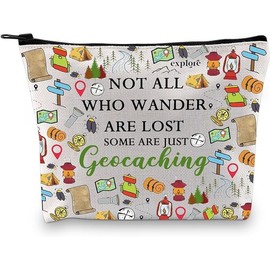 PXTIDY Geocaching Gift for Geocacher Gift Not All Who Wander are Lost Some are Just Geocaching Makeup Bag Outdoor Lover Gift