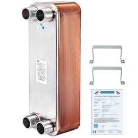 BestEquip Heat Exchanger 3"x7.5" 40 Plates Brazed Plate Heat Exchanger 316L 3/4" MPT Heat Exchanger B3-12A Beer Wort Chiller for Hydronic Heating