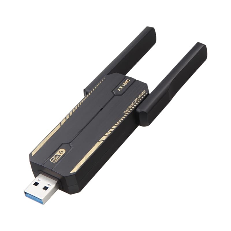 WiFi 6 USB Adapter, Plug and Play, 1800Mbps, Dual Antennas,