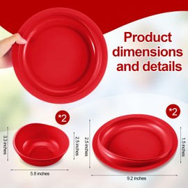 4 Pcs Adaptive Spill Proof Scoop Plates and Bowls with Non Skid Bottom High-Low Adaptive Dish Disabled Self Feeding Dinnerware for Elderly Disabled Handicapped Parkinsons Dementia Stroke Tremor(Red)