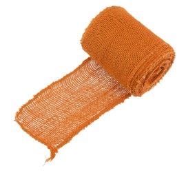 BambooMN 5.5" Inch Wide Color Burlap Fabric Jute Craft Ribbon Roll, 3 Rolls of 10 Yards, Orange