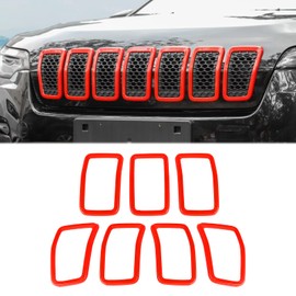 JeCar - Kit de molduras de parrilla ABS compatible con Jeep Cherokee 2019-2021 KL, rojo