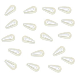 PPhtony 8x15mm Plastic Faux Teardrop Pearl Beads Imitation Waterdrop Pearl Beads for Pendant Necklace Earrings Christmas Wedding Head Band Headpieces DIY Craft Jewelry Making, 100PCS (Beige)
