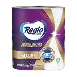 Regio Toallas de Cocina Advanced, 2 rollos, 110 hojas dobles