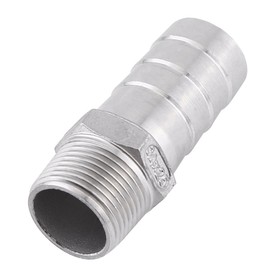 Hose Fitting Stainless Steel SS304 Male Thread Hose Nozzle 55° BSPT 1/8 Inch ~ 3/4 Inch (3/4 Inch x 25 mm), Plug Connection