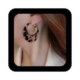 IRCOMULTI Vintage Leopard Print Hoop Earrings Tortoise Shell Hoop Earrings Tortoise Resin Earrings Leopard Print Acrylic Earrings Large Acrylic Hoop Earrings Jewelry for Women