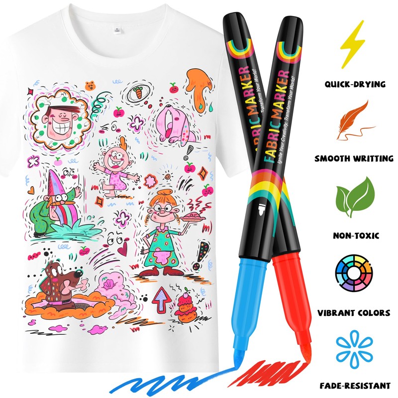 WINSONS 30 Fabric Markers Pens Set, Indelible & Permanent Fabric
