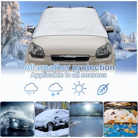 Car Windshield Snow Cover Compatible with Kia Soul 2010-2023 2024 2025+, Windshield Cover for Ice and Snow, 4-Layer Protection for Snow, Ice, UV, Frost Wiper & Mirror Protector, Sunshade Cover