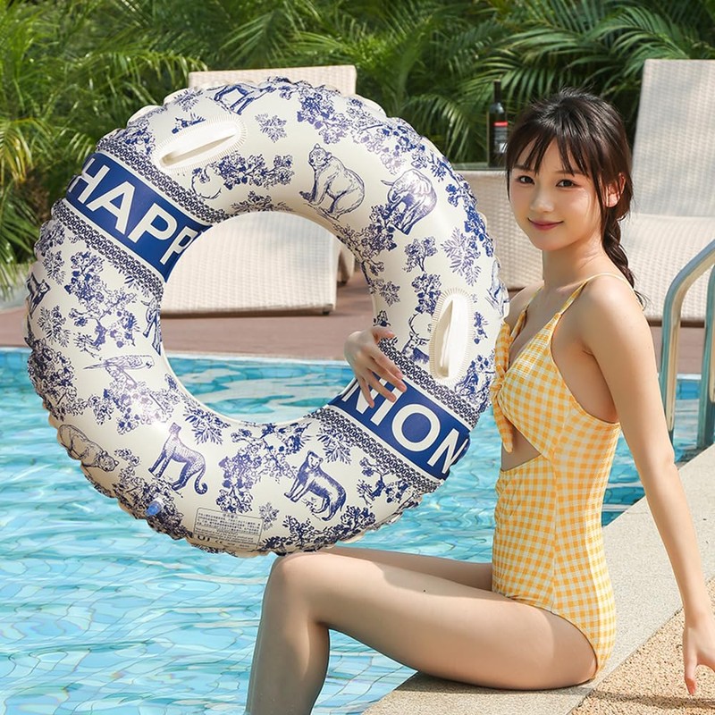浮き輪 浮輪 うきわ 大人用 フロート 水墨画 O型 持ち手付き 綺麗 水遊び用
