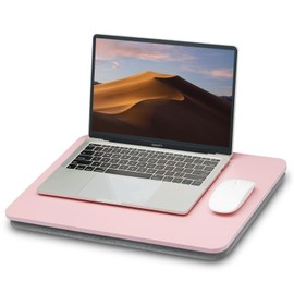 ZEAPTAC Portable Lap Laptop Desk with Pillow Cushion, Fits up to 15.6 inch Laptop, Lap Stand for Bed & Couch & Carpet, Book Tablet/Drawing Board/Computer Laptop Stand - Pink