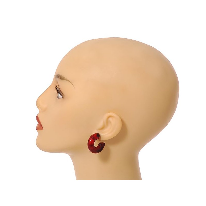 Small Acrylic Thick Half Hoop Earrings with Marble effect in