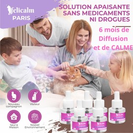 FELICALM Paris - New Pheromone Formula for Cats and Kittens - 6 Refills of 48 ml - Anti-Stress for Cats - Calming - Happiness and Harmony