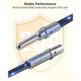 2 Pin Way DTP Series Connector, 14-12 AWG 25A Waterproof Electrical Plug Connector with Size 12 Solid, 2 Set
