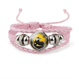 LUXUBABY Badger Bracelet Beaded Hand Leather Badger Bracelet Friendship Bracelet Gift Punk Chain Cuff