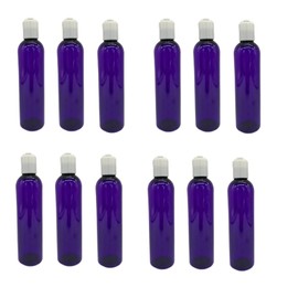 8 oz Purple Cosmo Plastic Bottles -12 Pack Empty Bottle Refillable - BPA Free - Essential Oils - Aromatherapy | White Press Down Disc Cap - Made in the USA - by Natural Farms…