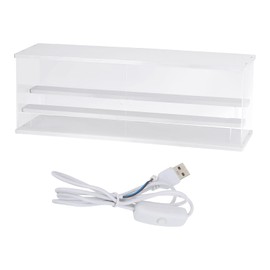 MECCANIXITY Clear Display Case, 3 Layer Acrylic Figure Display Case Clear Display Boxes for Collectibles, Figures Model Toys Home Storage(with Square LED Light, 24x7x8 Inch White Base)