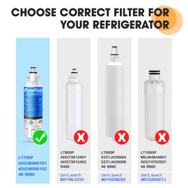 PUREPLUS ADQ36006101 Replacement for LG LT700P, Kenmore Elite 469690, ADQ36006102, Water Filters for Refrigerators LFXS30766S, LFX28968ST, LFX31925ST, LFX31945ST, LFXS29626S, RWF1052, RWF1200A, 2Pack