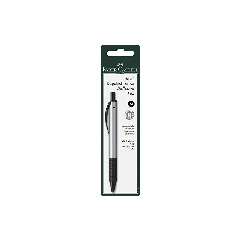 FABER-CASTELL Basic M 143498 Ballpoint Pen Silver Pack of 1