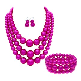 Juego de collar de perlas grandes para mujer, collar de perlas gruesas y arete, collar de perlas grandes de los años 20, collar de perlas sintéticas, accesorios Gatsby, Perla de imitación, Perla sintética